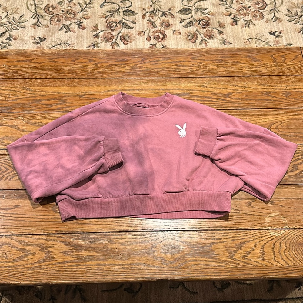 WOMENS XS PLAYBOY BY PACSUN CROP TOP SWEATSHIRT